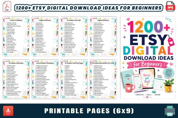 1200 Etsy Digital Download Ideas for Beginners