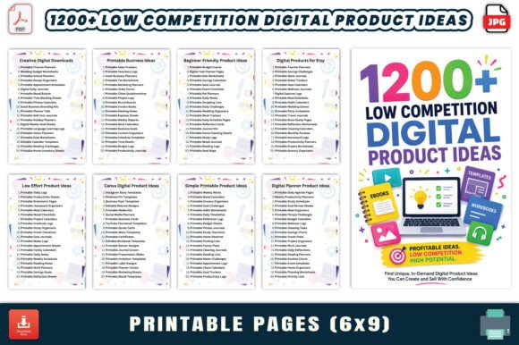 1200 Low Competition Digital Product Ideas for Creators and Entrepreneurs
