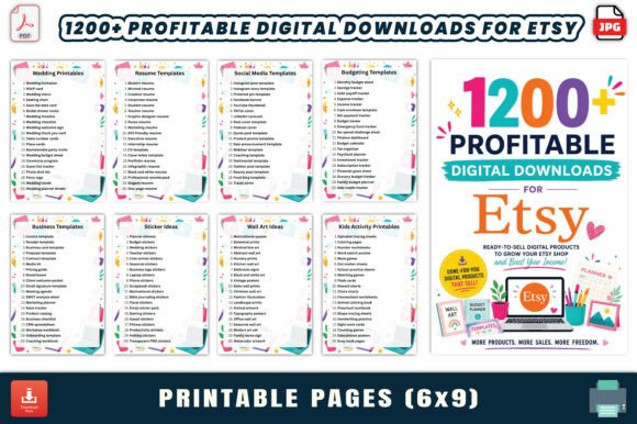 1200 Profitable Digital Downloads for Etsy Sellers and Creators