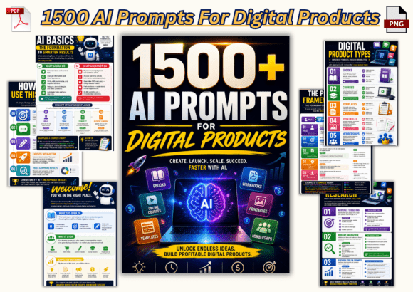 1500 AI Prompts for Digital Products – The Ultimate Guide to Creating Profitable Content