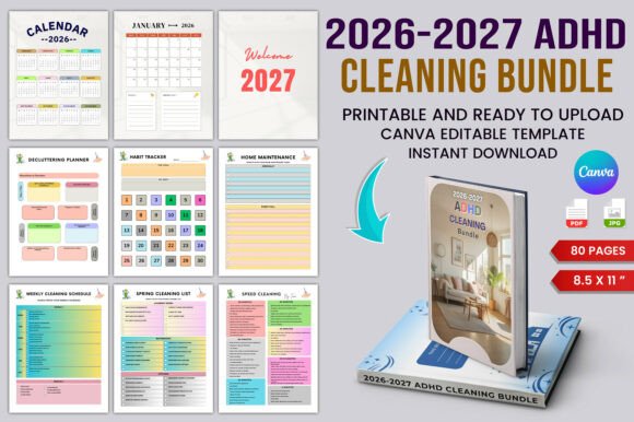 2026–2027 ADHD Cleaning Planner Bundle