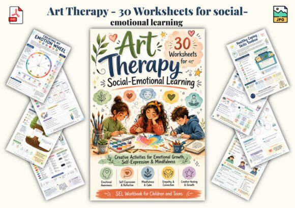 Art Therapy – 30 Worksheets for Social-Emotional Learning: A Powerful Tool for Emotional Growth